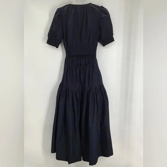 Moon River Anthropologie Puff-Sleeve Dress Fit & Flare Summer Casual Navy Size S - Picture 3 of 9
